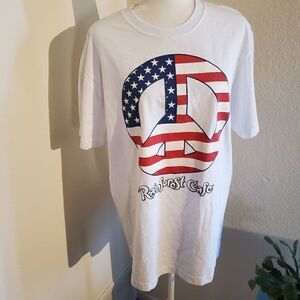 Vintage Peace Patriotic 100% Cotton Novelty Tshirt -Size Large